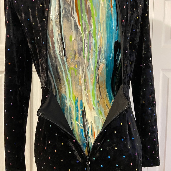 NWOT Topshop Petite Black Velvet Open-Back Dress, Petite size 8 - Picture 10 of 16